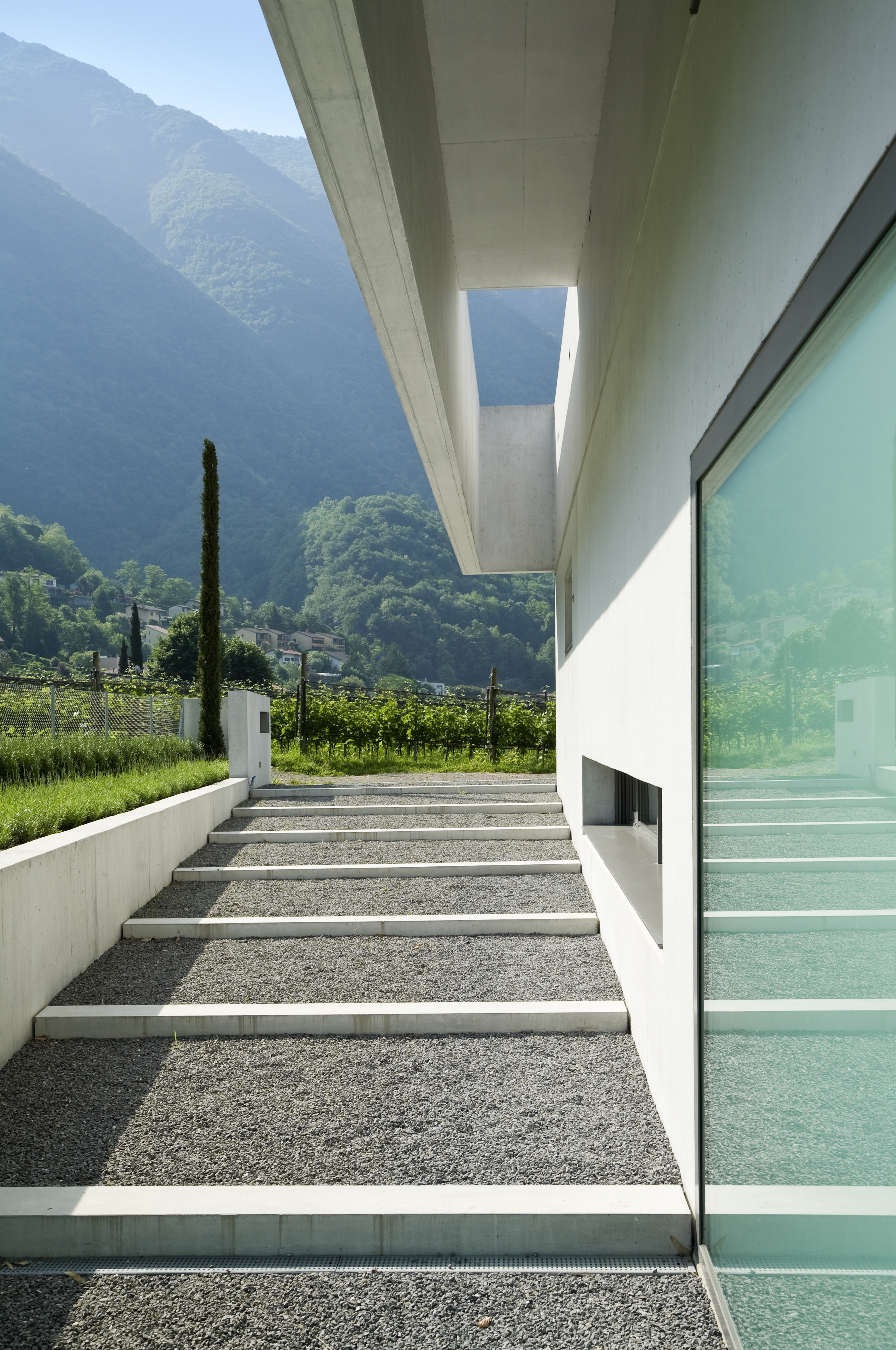  single-family home with exposed aggregate concrete on the exterior staircase